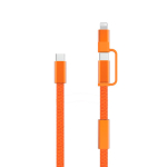 Cabo carregamento rápido 2 em 1 entrançado antiemaranhamento 60W 120 cm cor cor-de-laranja