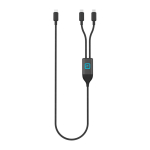 Cabo de carregamento personalizado com dupla saída USB-C 100W cor preto vista com logo