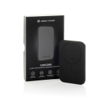 Powerbank ultrafina de 4 mm com carregamento sem fios 3000 mAh cor preto vista com caixa