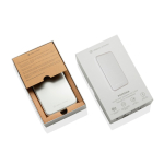 Powerbank magnética QI2.2 ultrafina em alumínio reciclado 5000 mAh cor prateado vista com caixa