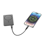 Power bank magnético ecológico com carregamento sem fios 15W 5000 mAh cor preto quinta vista