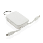 Power bank porta-chaves ecológico com cabos integrados 2000 mAh cor branco segunda vista