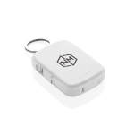 Power bank porta-chaves ecológico com cabos integrados 2000 mAh cor branco vista com logo