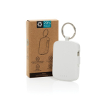 Power bank porta-chaves ecológico com cabos integrados 2000 mAh cor branco vista com caixa