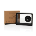 Coluna sem fios transparente com luz RGB integrada e USB-C 5W cor preto vista com caixa