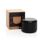 Altifalante sem fios compacto com Bluetooth 5.3 e som de 3W cor preto vista com caixa