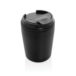 Caneca térmica de plástico para café com tampa anti-gotas 220 ml cor preto