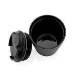 Caneca térmica de plástico para café com tampa anti-gotas 220 ml cor preto sétima vista