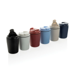 Caneca térmica de plástico para café com tampa anti-gotas 220 ml cor preto vista geral