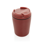 Caneca térmica de plástico para café com tampa anti-gotas 220 ml cor vermelho