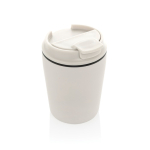 Caneca térmica de plástico para café com tampa anti-gotas 220 ml cor branco