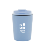 Caneca térmica de plástico para café com tampa anti-gotas 220 ml cor azul-claro vista principal