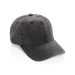 Boné de 6 painéis com efeito lavado em algodão reciclado 270 g/m² cor preto