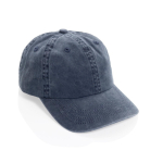 Boné de 6 painéis com efeito lavado em algodão reciclado 270 g/m² cor azul-marinho