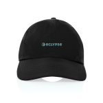 Boné de 5 painéis em nylon reciclado, leve e respirável cor preto vista com logo