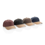 Boné bicolor de 6 painéis em algodão com fecho ajustável 270 g/m² cor castanho vista geral