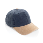 Boné bicolor de 6 painéis em algodão com fecho ajustável 270 g/m² cor azul-marinho