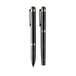 Conjunto de escrita em metal Swiss Peak com caneta e roller, tinta azul cor preto terceira vista