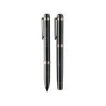Conjunto de escrita em metal Swiss Peak com caneta e roller, tinta azul cor preto vista principal