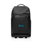 Mochila trolley de cabine com rodas e RFID Swiss Peak 22L cor preto vista com logo