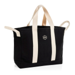 Saco de praia em lona reciclada com acabamento lavado 400 g/m² cor preto vista com logo