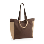 Saco shopper-weekender em lona reciclada, capacidade 18 L, 400 g/m² cor castanho