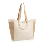 Saco shopper-weekender em lona reciclada, capacidade 18 L, 400 g/m² cor branco-sujo