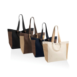 Saco shopper-weekender em lona reciclada, capacidade 18 L, 400 g/m² cor branco-sujo vista geral