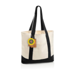 Saco tote de algodão reciclado com mensagem 20 L 350 g/m² cor preto