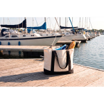 Saco tote de algodão reciclado com mensagem 20 L 350 g/m² cor preto vista de ambiente