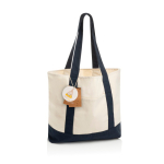 Saco tote de algodão reciclado com mensagem 20 L 350 g/m² cor azul-marinho
