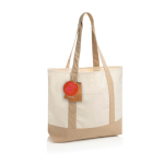 Saco tote de algodão reciclado com mensagem 20 L 350 g/m² cor branco-sujo