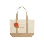 Saco tote de algodão reciclado com mensagem 20 L 350 g/m² cor branco-sujo vista com logo