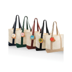 Saco tote de algodão reciclado com mensagem 20 L 350 g/m² cor branco-sujo vista geral