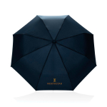 Guarda-chuva dobrável automático 21'' cabo em pele sintética mate Ø108 cor azul-marinho vista com logo