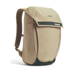 Mochila minimalista com aba magnética para PC 16'' Thule Paramount cor bege vista com logo