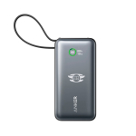 Power bank personalizável de carregamento rápido 10000 mAh Anker cor preto vista com logo