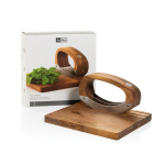 Conjunto cozinha com faca basculante e tábua de cortar AdHoc RoccaVerde cor castanho vista com caixa