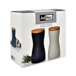 Conjunto de moinhos de sal e pimenta com tampa antiaroma AdHoc cor preto vista com caixa