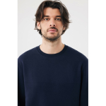 Sweatshirt unissexo de gola redonda e felpa 340 g/m² Iqoniq Torla cor azul-marinho quarta vista com modelo