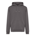Sweatshirt unissexo com capuz e felpa escovada 340 g/m2 Iqoniq Joshua cor prateado mate