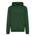 Sweatshirt unissexo com capuz e felpa escovada 340 g/m2 Iqoniq Joshua cor verde-escuro