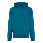 Sweatshirt unissexo com capuz e felpa escovada 340 g/m2 Iqoniq Joshua cor azul acinzentado