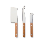 Conjunto de queijos com tábua e 3 facas de aço inoxidável cor castanho segunda vista