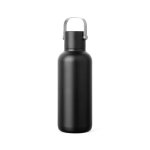 Garrafa térmica de parede dupla com palhinha e tampa anti-fugas 600ml cor preto