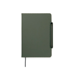 Caderno recarregável A5 com suporte para telemóvel, folhas pautadas cor verde