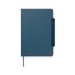Caderno recarregável A5 com suporte para telemóvel, folhas pautadas cor azul-marinho