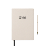Conjunto de caderno e caneta com caixa de oferta A5 páginas pautadas cor branco vista principal