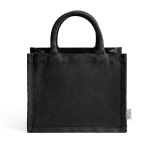 Saco mini em algodão reciclado com interior laminado 220g/m² cor preto primeira vista