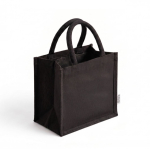 Saco mini em algodão reciclado com interior laminado 220g/m² cor preto sexta vista